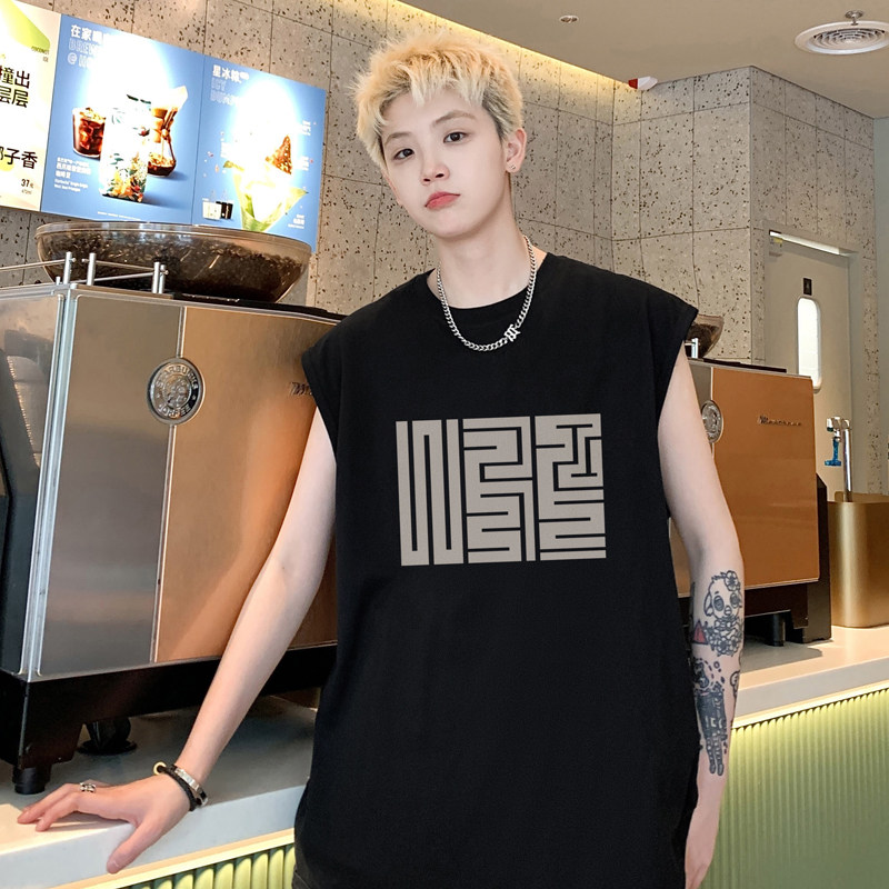 @2025夏装个性潮牌印花运动背心坎肩无袖t恤A025-B320-P25控38,男装背心/马甲,电商A025
