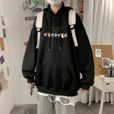 2026冬款卡通小人字母宽松连帽加绒大码卫衣A025-W128-P50控68，男装卫衣，电商A025