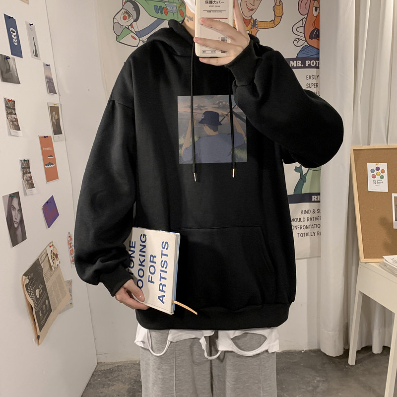 2020中性情侣男孩冬装宽松连帽加绒大码卫衣A025-W126-P50控68,男装卫衣,电商A025