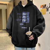W581A-P55控78加绒652025秋装字母印花学生宽松连帽卫衣潮，男装卫衣，电商A025