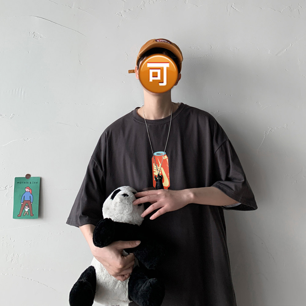 2026夏装新款创意可乐图案宽松圆领大码短袖T恤潮A025-T7178-P20,男装T恤,电商A025