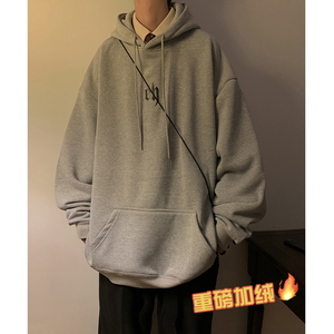 重磅加绒加厚 直播品质大板型2022美式基础字母连帽卫衣 W570-P60图片