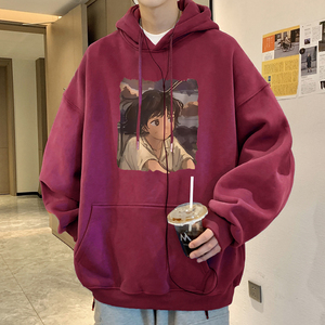 2025秋装男孩女孩情侣宽松连帽卫衣 A025-W611-P55 控78 加绒65图片