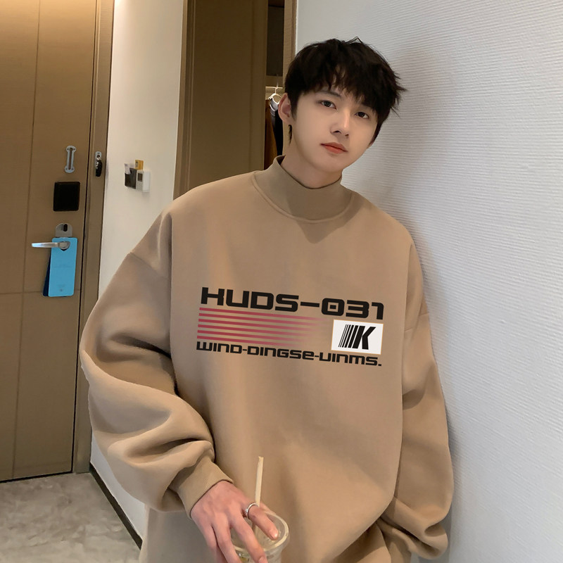 360g重磅摇粒绒大码潮美式加绒半高领卫衣A025-W913-P50控68,男装卫衣,电商A025