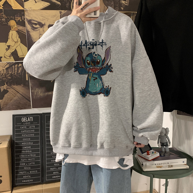 2026冬装史迪仔半高领加绒加厚卫衣大码情侣A025-W967-P50控68,男装卫衣,电商A025