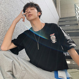 2026夏装个性字母印花宽松圆领短袖T恤潮teeA025-T706-P30控39，男装T恤，电商A025