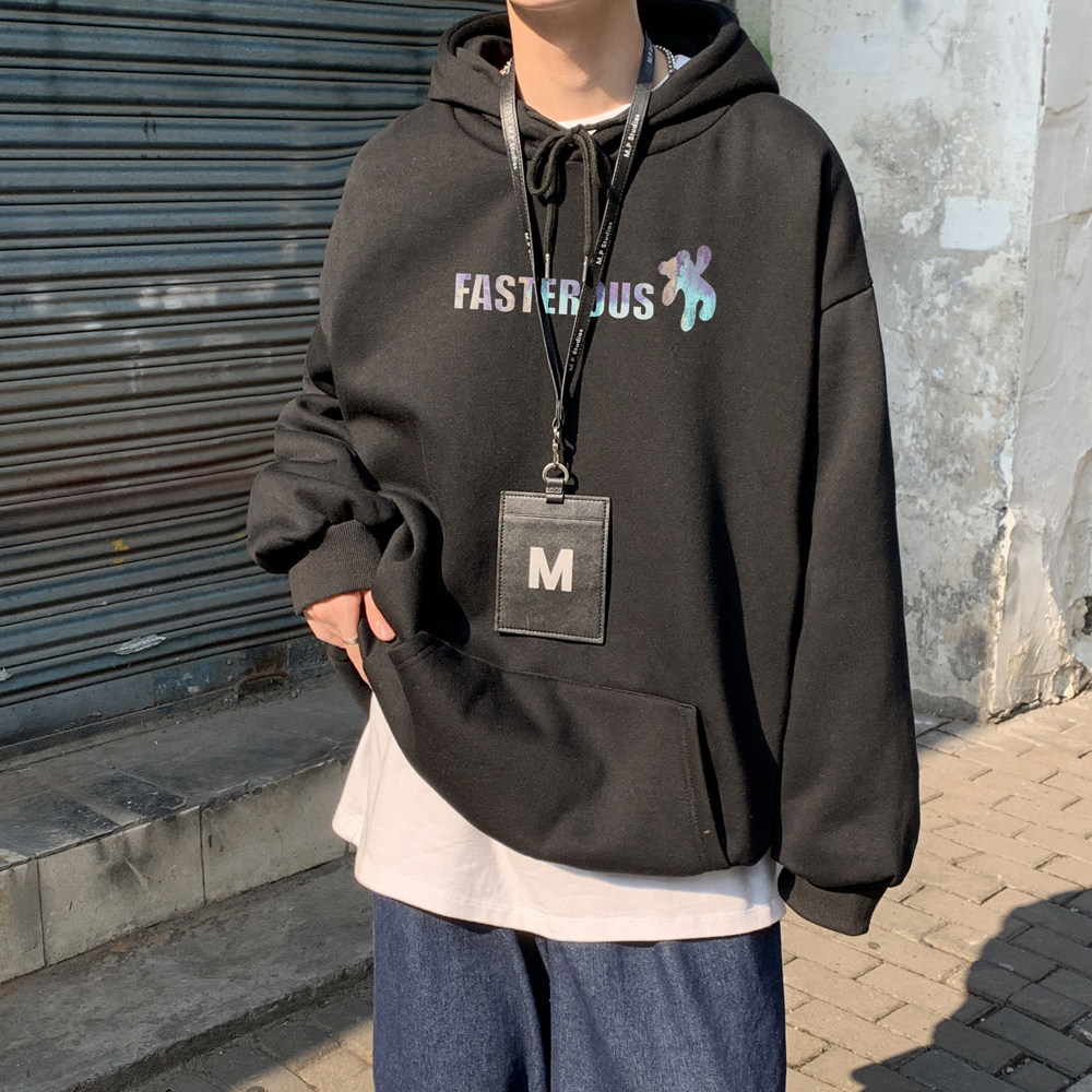 原创款2026春装字母小熊ins连帽卫衣大码帽衫A025-W167-P50控68,男装卫衣,电商A025