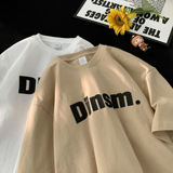 T恤男夏季字母印花重磅宽松纯棉短袖2025新款美式潮牌休闲百搭T恤，男装T恤，电商A025