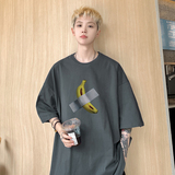@2025夏装创意香蕉印花宽松圆领短袖T恤潮牌A025-T7567-P25控38，男装T恤，电商A025