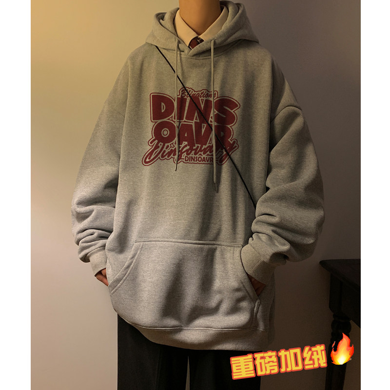 重磅加绒加厚直播品质2025冬装街头字母印花连帽卫衣W572-P60,男装卫衣,电商A025