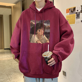 W611A-P55控78加绒652025秋装男孩女孩情侣宽松连帽卫衣，男装卫衣，电商A025
