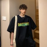 2026夏装个性字母印花宽松圆领短袖T恤港风A025-T7363-P25控38，男装T恤，电商A025