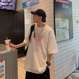 2026夏装新款ins风创意爱心宽松圆领短袖T恤A025-T7319-P25控38，男装T恤，电商A025