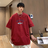 @2025夏金枪鱼潮牌情侣字母圆领短袖T恤港风A025-T7539-P25控38，男装T恤，电商A025