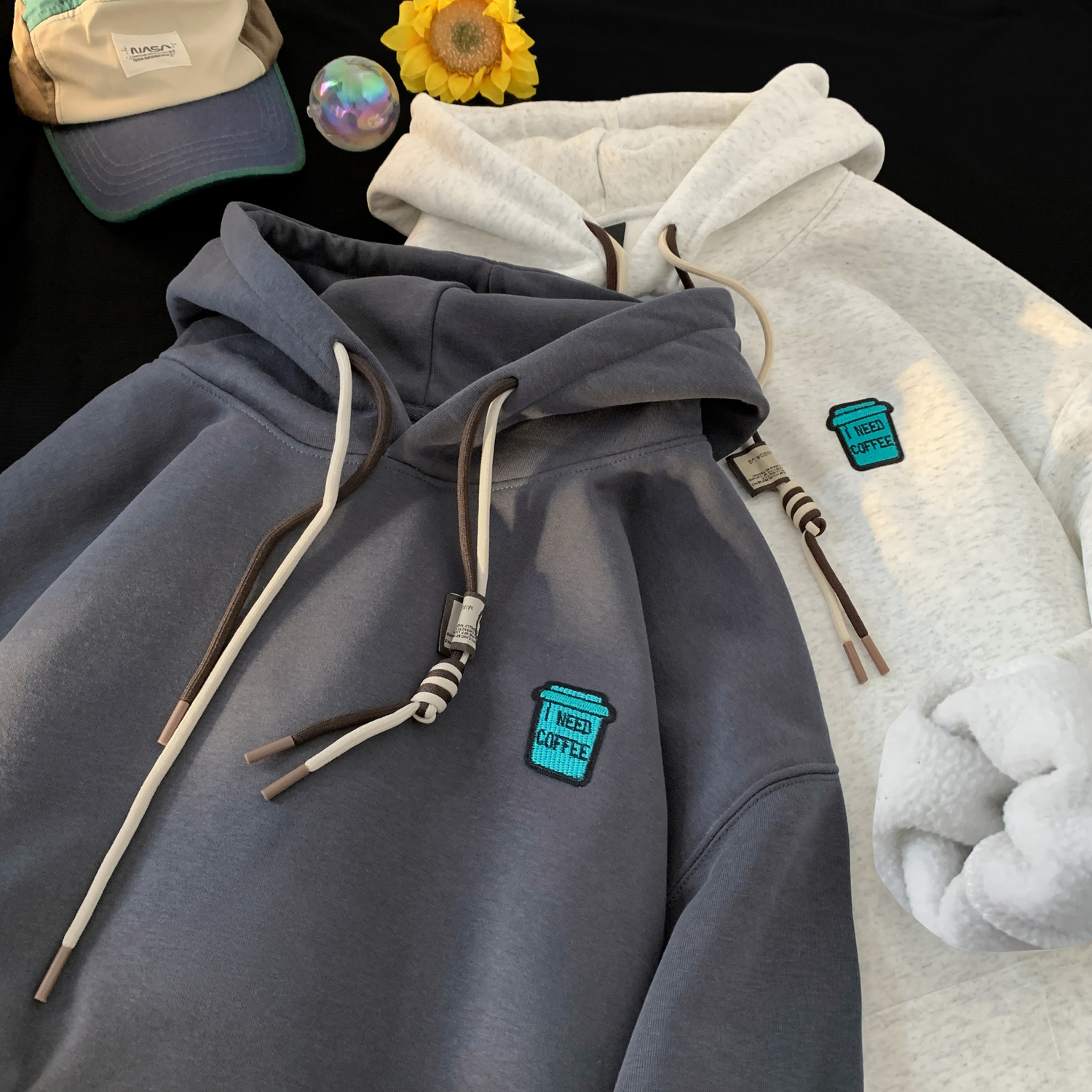 青少年卫衣男生秋冬季加绒复古重磅贴标学生潮牌宽松大码连帽外套，男装卫衣，电商A025