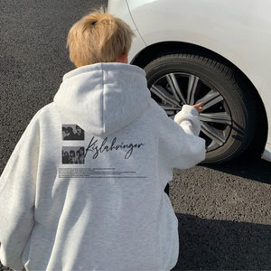 W655A-P50 控68 现货2025春装简约字母宽松连帽卫衣外套大码,男装卫衣,电商A025