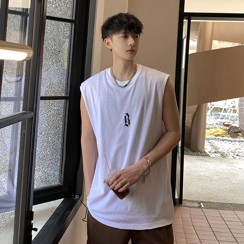 @2025夏装哥特字母运动背心休闲无袖t恤坎肩A025-B305-P25控38,男装背心/马甲,电商A025
