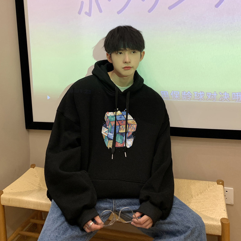 2026秋装新款创意魔方宽松连帽卫衣情侣潮牌A025-W186-P50控68,男装卫衣,电商A025
