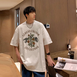 @2025夏季美式炸街重磅嘻哈圆领短袖T恤大码A025-T7531-P25控38，男装T恤，电商A025