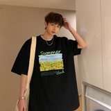 @2025夏装新款设计感油画宽松圆领短袖T恤潮A025-T7556-P25控38，男装T恤，电商A025