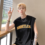 @2025夏装个性黄色字母坎肩背心休闲无袖t恤A025-B321-P25控38，男装背心/马甲，电商A025