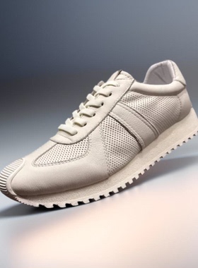 透气镂空白色休闲鞋春秋新款真皮厚底系带阿甘鞋男鞋舒适时尚潮流