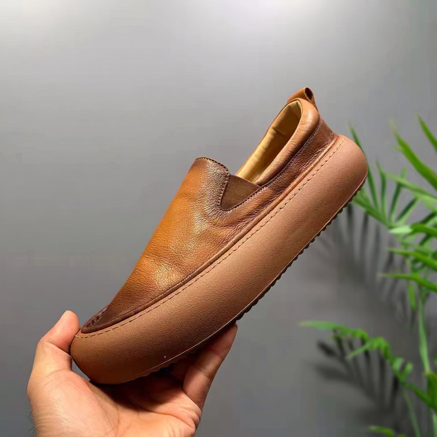 一脚蹬懒人鞋男2026春秋新款真皮厚底舒适复古手工休闲皮鞋乐福鞋,流行男鞋,乐福鞋（豆豆鞋）,淘宝优惠券,粉丝福利购,淘宝优惠卷