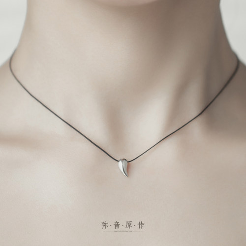 弥音原作S925纯银黑绳超酷锁骨链