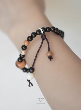 弥音原作黑檀木手串男女复古情侣手链天然檀香味菩提手饰古风礼物