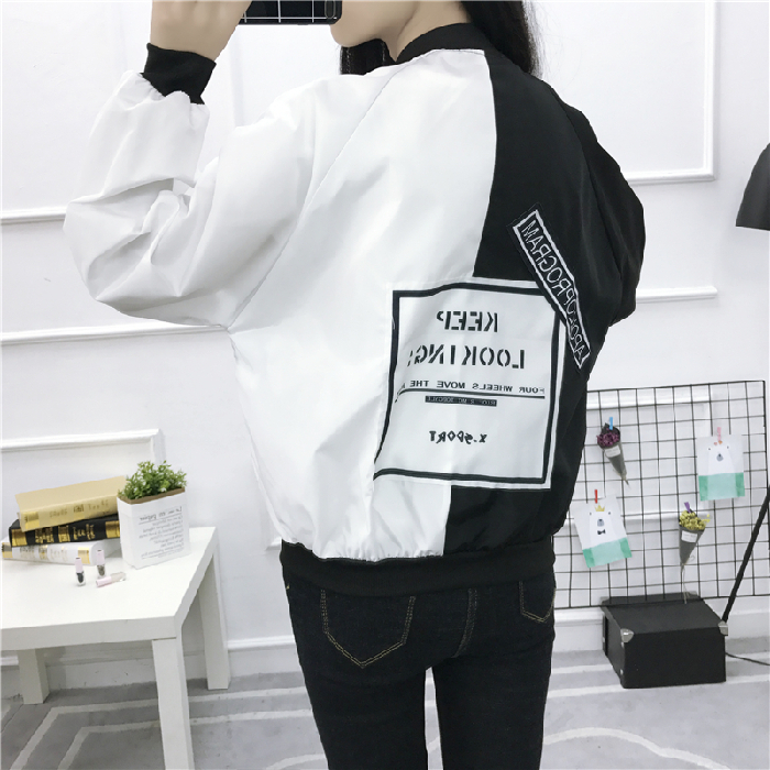 2021 new spring and autumn BF yuansufeng patchwork color matching coat loose and versatile long sleeve couple student baseball uniform female