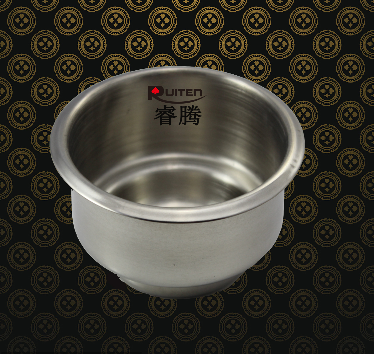 68MM89MM德州扑克桌娱乐桌配件双层杯托 不锈钢杯座 饮料钢杯架