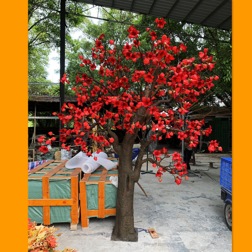 仿真木棉花树英雄树大型假花商场室内装饰摆放防真树橱窗美陈道具