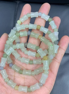 天然和田玉竹节手链节节高升好运