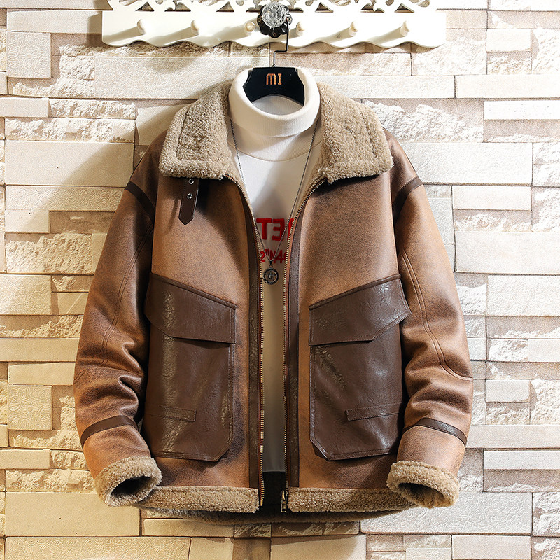 2025年冬季新款大码皮毛一体休闲夹克外套男D209A-PT8818-P245，男装夹克，电商D209A