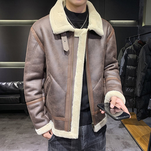 店主风2025冬季新款大码皮毛一体休闲夹克外套男D209A-PT918-P245图片