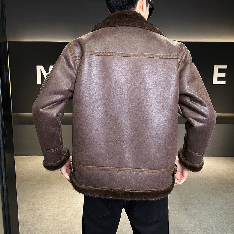 25年冬季新款高端皮毛一体加绒加厚夹克男外套D209A-PT089-P330,男装夹克,电商D209A