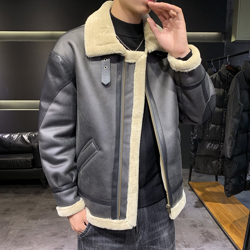 店主风2025冬季新款大码皮毛一体休闲夹克外套男D209A-PT789-P245,男装夹克,电商D209A