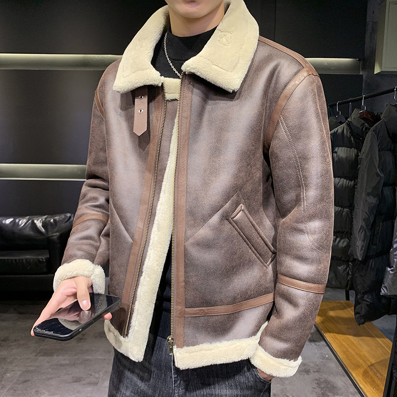 店主风2025冬季新款大码皮毛一体休闲夹克外套男D209A-PT918-P245,男装夹克,电商D209A