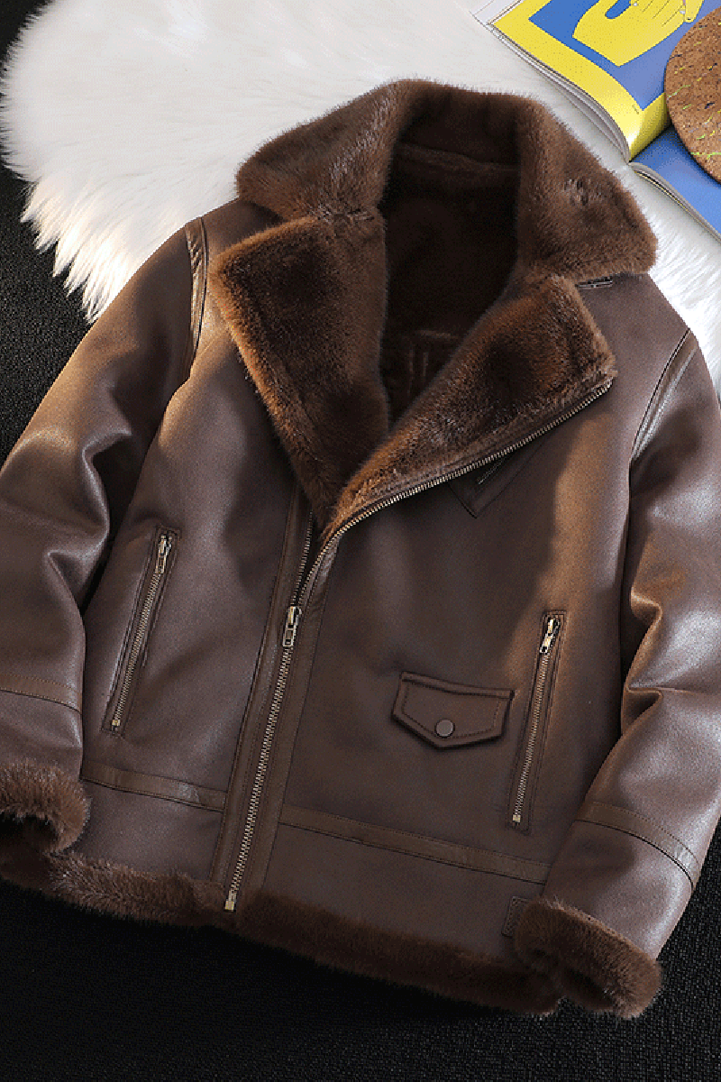 绒毯风25年冬季新款皮毛一体加绒加厚夹克男外套D209A-PT111-P330,男装夹克,电商D209A