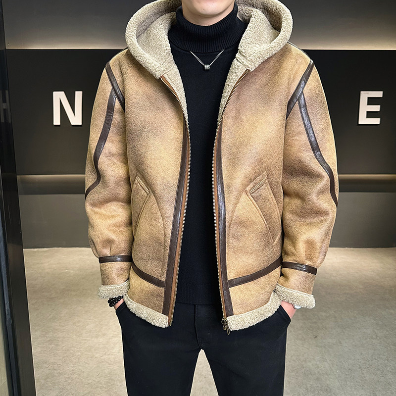 店主风2025年冬主推款皮毛一体连帽外套D209A-PT5858A-P265两色,女装短外套,电商D209A