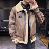 店主风2025冬季新款大码皮毛一体休闲夹克外套男D209A-PT588-P245，男装夹克，电商D209A