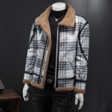 25年冬季新款皮毛一体格子绒保暖夹克外套D209A-PT589-P255控358，男装夹克，电商D209A