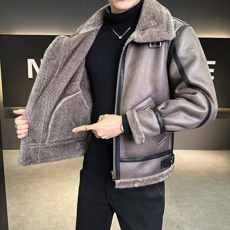 25年冬季新款高端皮毛一体加绒加厚夹克男外套D209A-PT028-P330,男装夹克,电商D209A