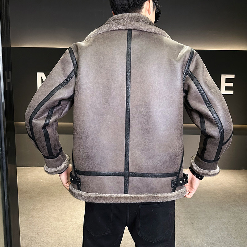 25年冬季新款高端皮毛一体加绒加厚夹克男外套D209A-PT028-P330,男装夹克,电商D209A