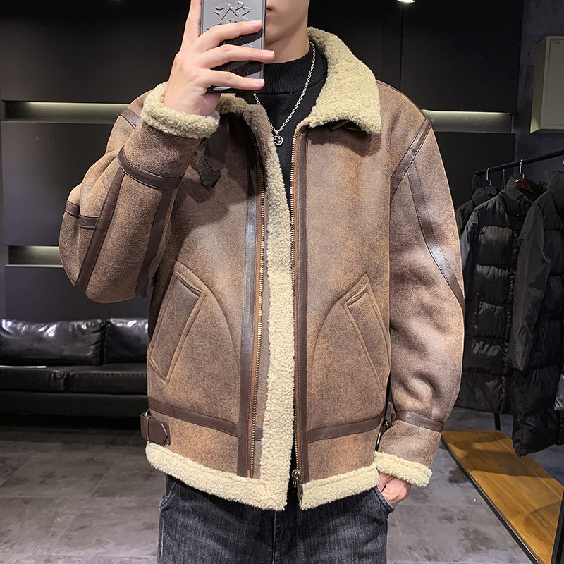 店主风2025冬季新款大码皮毛一体休闲夹克外套男D209A-PT588-P245,男装夹克,电商D209A