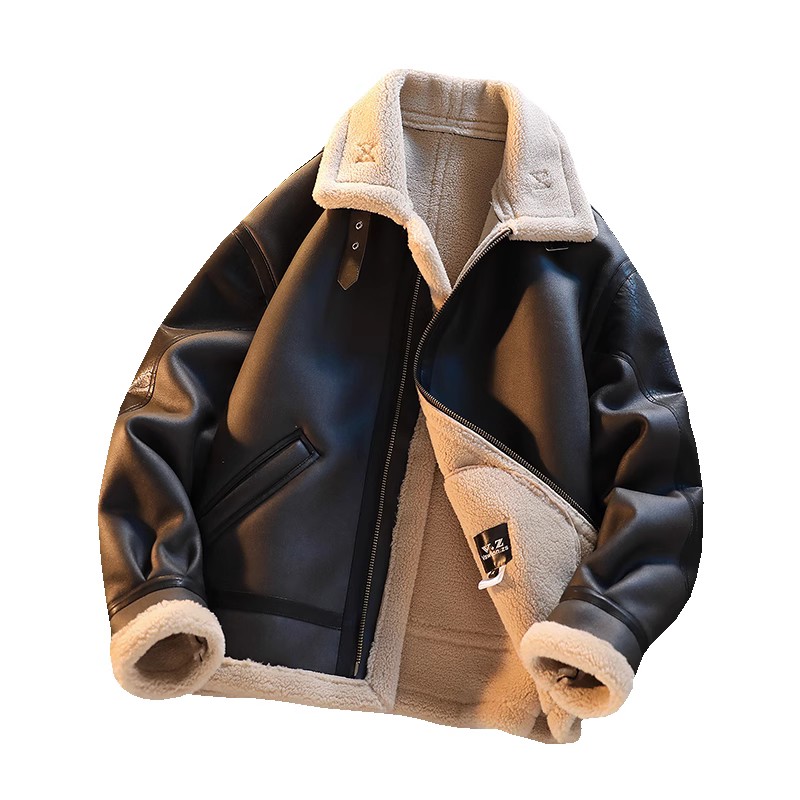 绒毯风2025冬季新款大码皮毛一体休闲夹克外套男D209A-PT789-P245,男装夹克,电商D209A