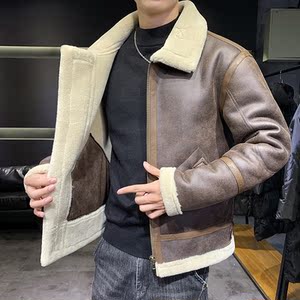 店主风2025冬季新款大码皮毛一体休闲夹克外套男D209A-PT918-P245图片