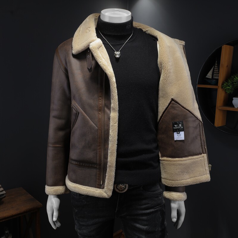 2025年冬季新款大码皮毛一体休闲夹克外套D209A-PT918-P245假模,男装夹克,电商D209A