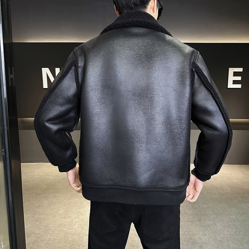 25年冬季新款皮毛一体加绒加厚夹克男外套D209A-PT669A-P255两色,男装夹克,电商D209A