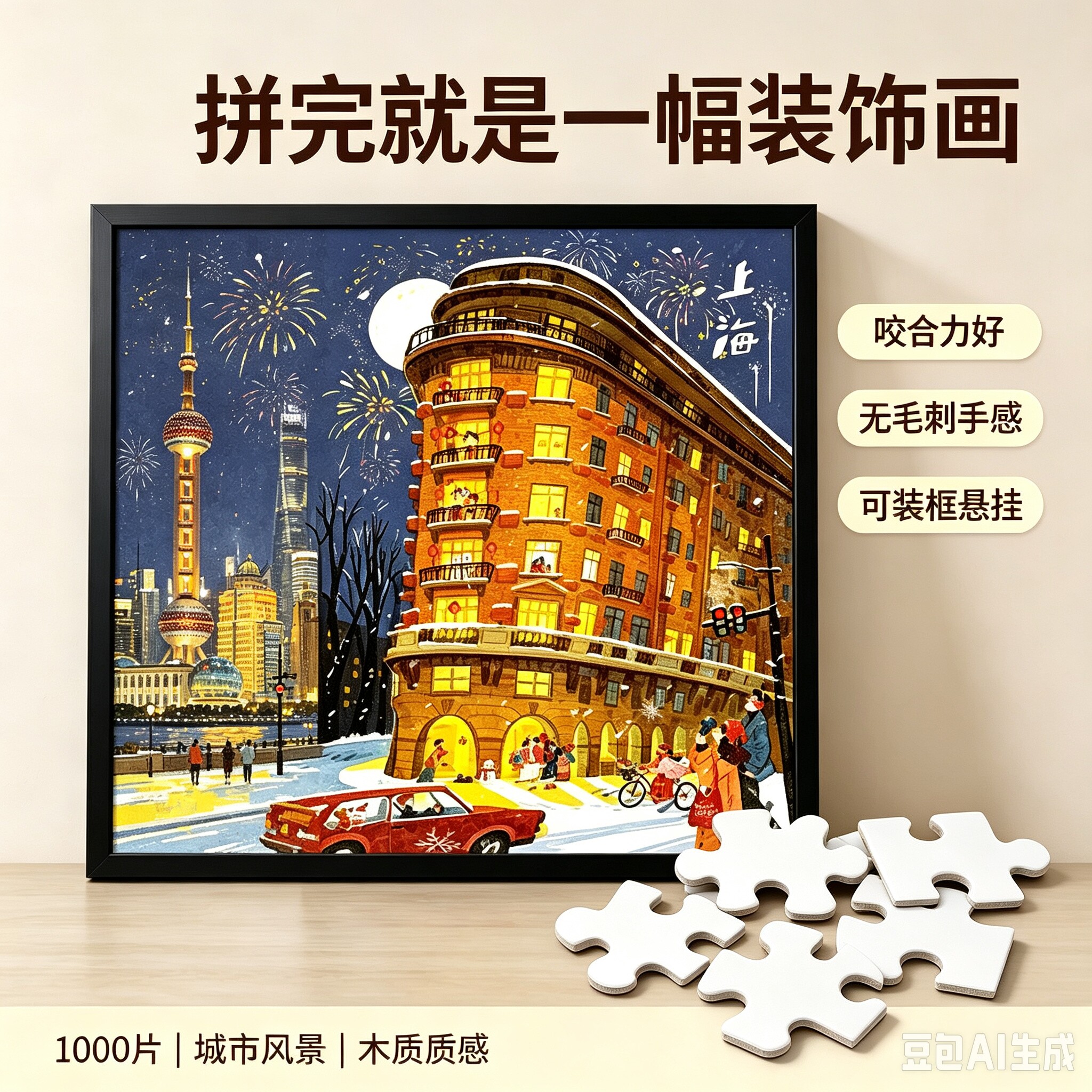 治愈系插画拼图加厚版益智解压拼拼图/拼板